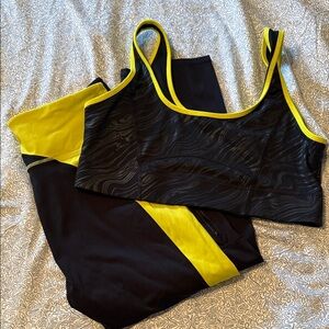 Fabletics Black and Neon Yellow Leggings Set XL/XXL/1X